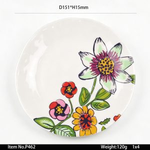P462 SKU P462东莞晶湖源头厂家定做欧美美耐皿15cm直径凹凸手捏纹点心盘5套装 可定制产品颜色和盘子正面图案印刷