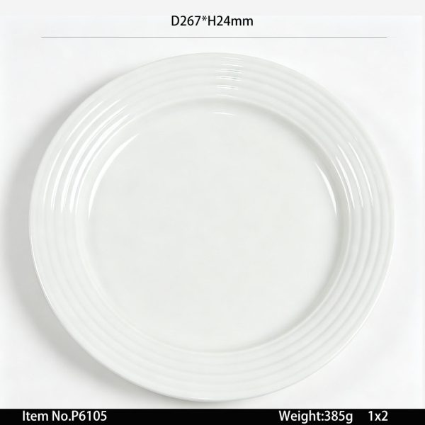 P6105 SKU P6105东莞晶湖源头厂家定做日韩美耐皿26.7cm直径螺纹浅碟圆盘5套装 可定制产品颜色和盘子正面图案印刷