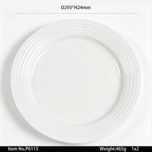 P6115 SKU P6115东莞晶湖源头厂家定做日韩美耐皿29.3cm直径螺纹浅碟圆盘5套装 可定制产品颜色和盘子正面图案印刷