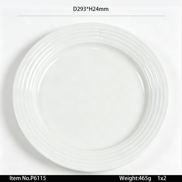 P6115 SKU P6115东莞晶湖源头厂家定做日韩美耐皿29.3cm直径螺纹浅碟圆盘5套装 可定制产品颜色和盘子正面图案印刷