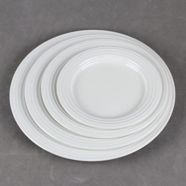 P665-6105 白色(3) P6105东莞晶湖源头厂家定做日韩美耐皿26.7cm直径螺纹浅碟圆盘5套装 可定制产品颜色和盘子正面图案印刷