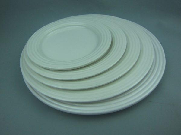 P665 P680 P695 P6105 P6115 白色(2) P6105东莞晶湖源头厂家定做日韩美耐皿26.7cm直径螺纹浅碟圆盘5套装 可定制产品颜色和盘子正面图案印刷