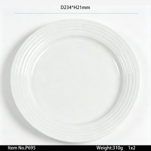 P695 SKU P695东莞晶湖源头厂家定做日韩美耐皿23.4cm直径螺纹浅碟圆盘5套装 可定制产品颜色和盘子正面图案印刷