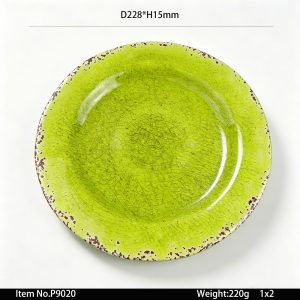 P9020 SKU P9020东莞晶湖源头厂家定做日韩美耐皿22.8cm直径花边圆盘3套装 可定制产品颜色和盘子正面图案印刷