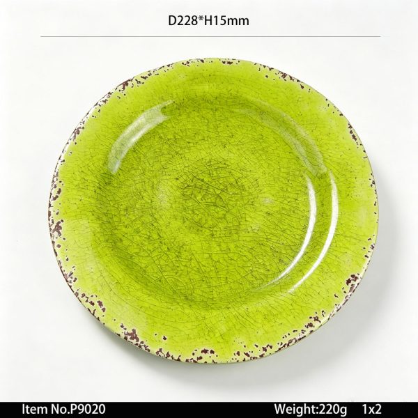 P9020 SKU P9020东莞晶湖源头厂家定做日韩美耐皿22.8cm直径花边圆盘3套装 可定制产品颜色和盘子正面图案印刷