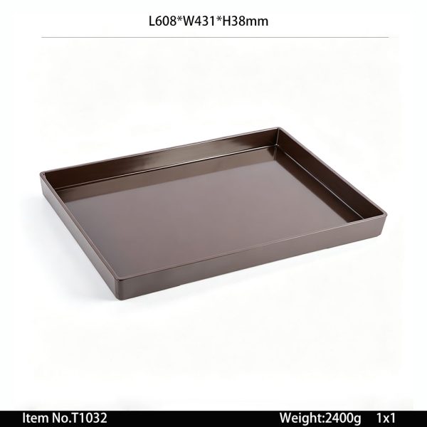 T1032 SKU T1032东莞晶湖源头厂家定做美式美耐皿60x43cm长方形托盘 可定制产品颜色和印刷图案