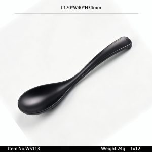 WS113 SKU WS113东莞晶湖源头厂家定做美耐皿长17cm面汤磨砂勺 可定制产品颜色和正面图案印刷