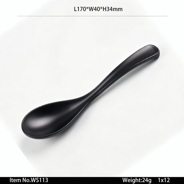 WS113东莞晶湖源头厂家定做美耐皿长17cm面汤磨砂勺 可定制产品颜色和正面图案印刷